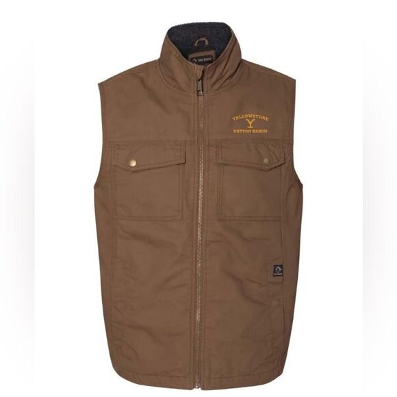 Yellowstone Dutton Ranch Logo Officially Licensed Canyon Cloth Brown Vest NWT - Picture 4 of 5